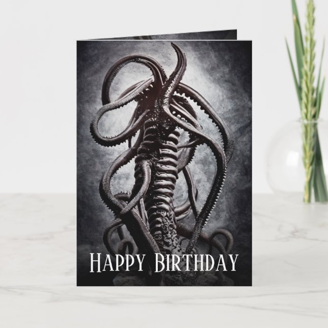 Creepy Statue einer alten Alien Karte (Vorderseite)