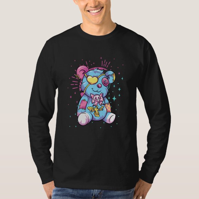 Creepy Teddy Bear Kowai Pagan Occult Beängstigend  T-Shirt (Vorderseite)