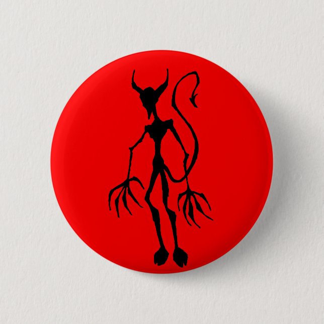 Creepy Teufel-Strichmännchen Button (Vorderseite)