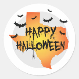 Creepy Texas Happy Halloween with Bats and Spiders Runder Aufkleber