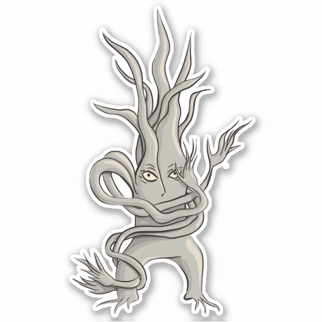 Creepy Tree Character with Tangled Branches Aufkleber (Vorderseite)