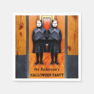 Creepy Twins Halloween Horror Personalisiertes Par Serviette