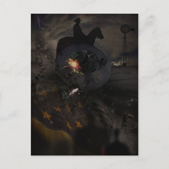 Creepy UFO Crash Postkarte (Vorderseite)