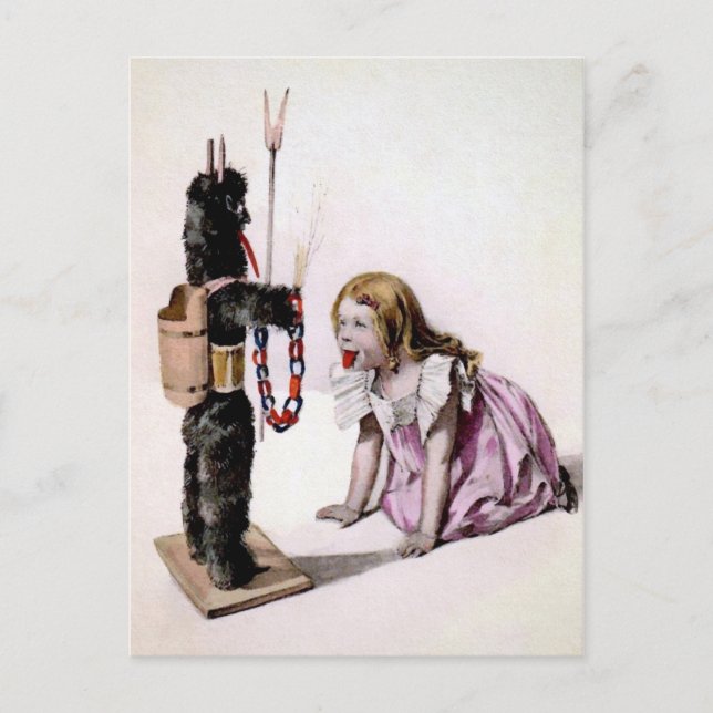 Creepy Vintag Krampus Postcard Postkarte (Vorderseite)