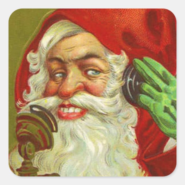 Creepy Vintage Weihnachten Weihnachten Weihnachten Quadratischer Aufkleber (Vorderseite)