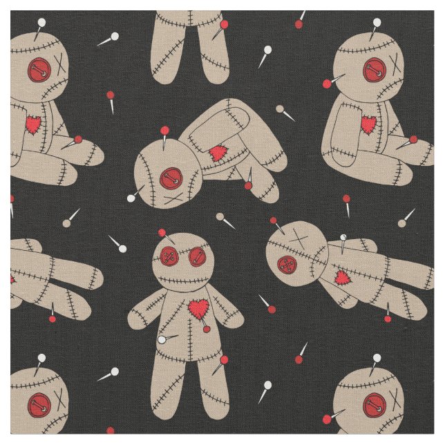 Creepy Voodoo Dolls Goth Hallowen Stoff (Nahaufnahme)