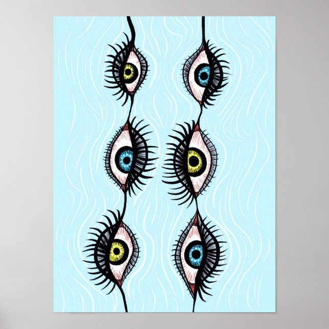 Creepy Weird Eye Garlands Coole surreale Kunst Poster (Vorne)