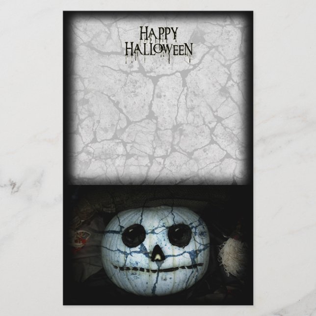 Creepy White Pumpkin Briefpapier (Vorderseite)