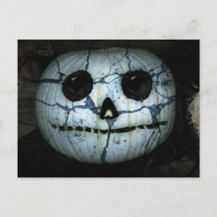 Creepy White Pumpkin Jack-o-Lantern Postkarte