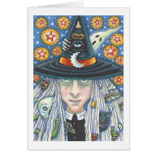 CREEPY WITCH, EVIL EYE, GOTH GREETING CARD Blank
