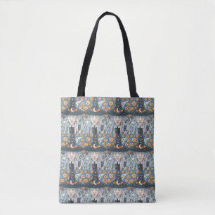 CREEPY WITCH, EVIL EYE, SKULL, SHOULL TOTE BAG