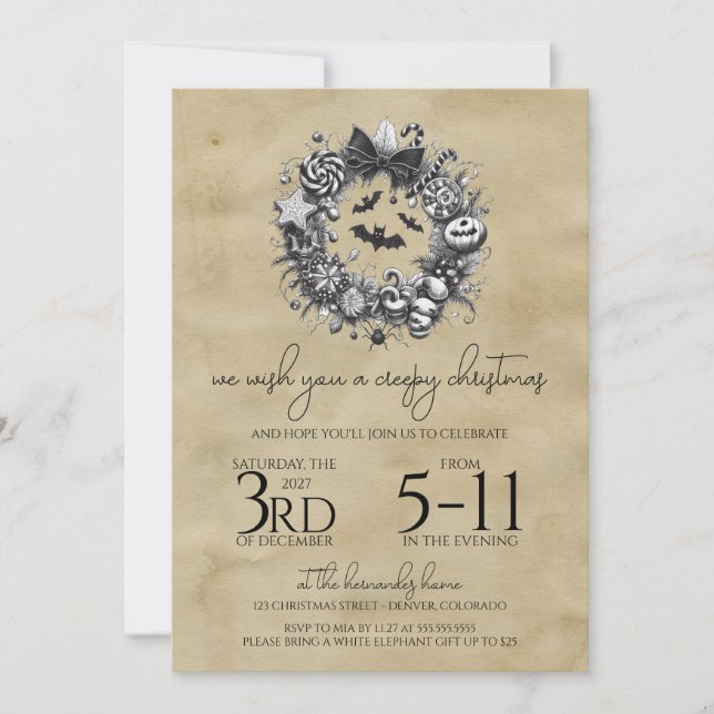 Creepy Wreath Einladung (Vorderseite)