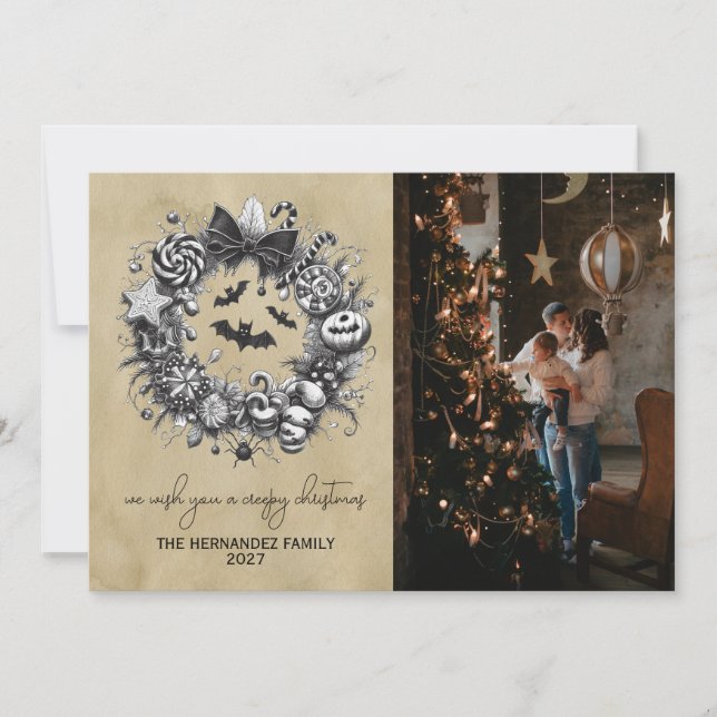 Creepy Wreath Feiertagskarte (Vorderseite)