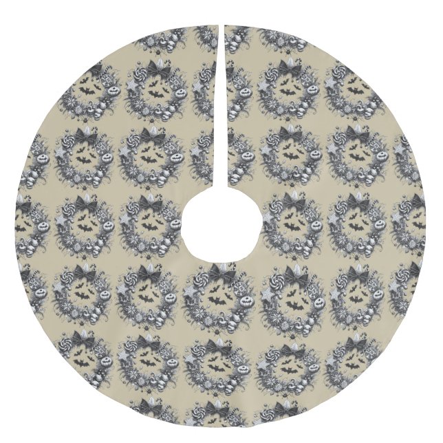 Creepy Wreath Polyester Weihnachtsbaumdecke (Vorderseite)