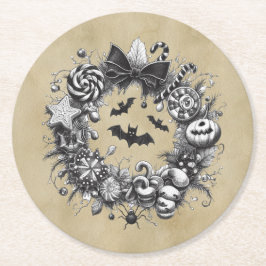 Creepy Wreath Runder Pappuntersetzer