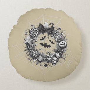 Creepy Wreath Rundes Kissen