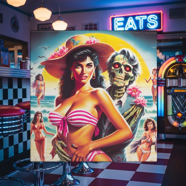 Creepy Zombie Beach Pin-up Fliese (Von Creator hochgeladen)