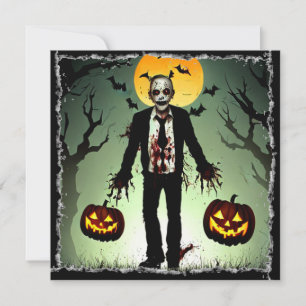 Creepy Zombie mit Pumpkins Halloween Einladung