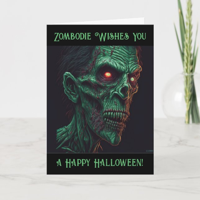Creepy Zombie Pun Halloween Karte (Vorderseite)