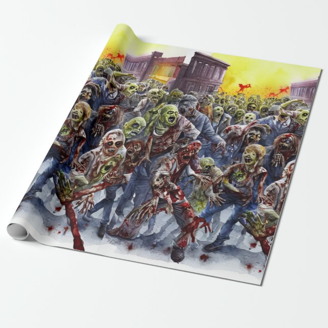 Creepy Zombie Wrapping Paper Geschenkpapier (Ungerollt)