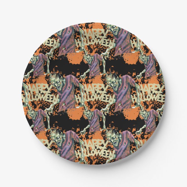 Creepy Zombies Spooky Halloween-Party Pappteller (Vorderseite)