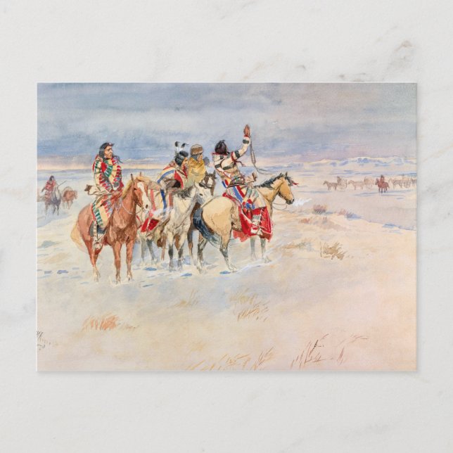 Crees Meeting Traders, 1896 von Charles Marion Rus Postkarte (Vorderseite)