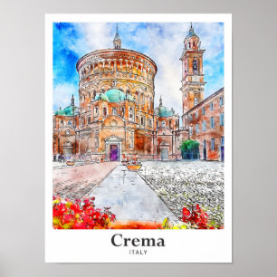 Crema Italien Reise Wasserfarbe Handgezeichnet Poster