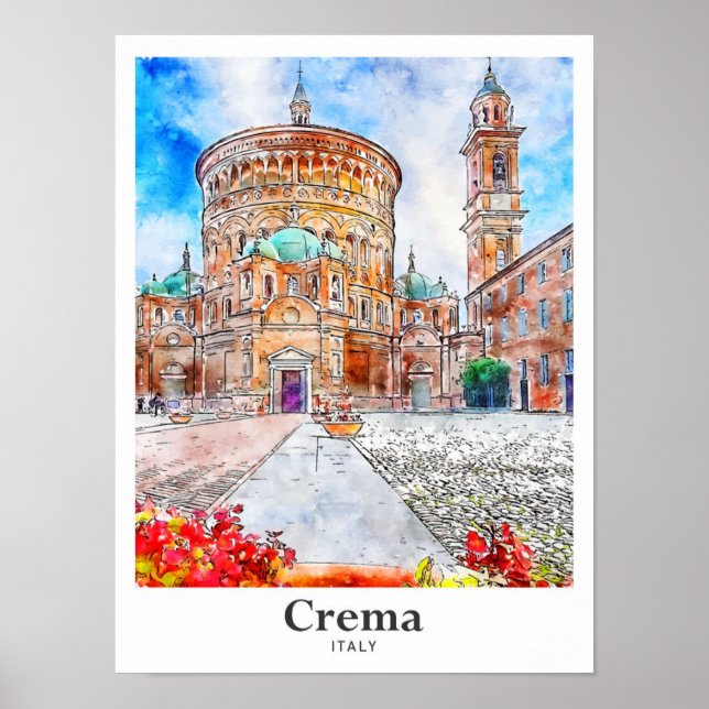 Crema Italien Reisen Wasserfarbenhandzeichnung Poster (Vorne)
