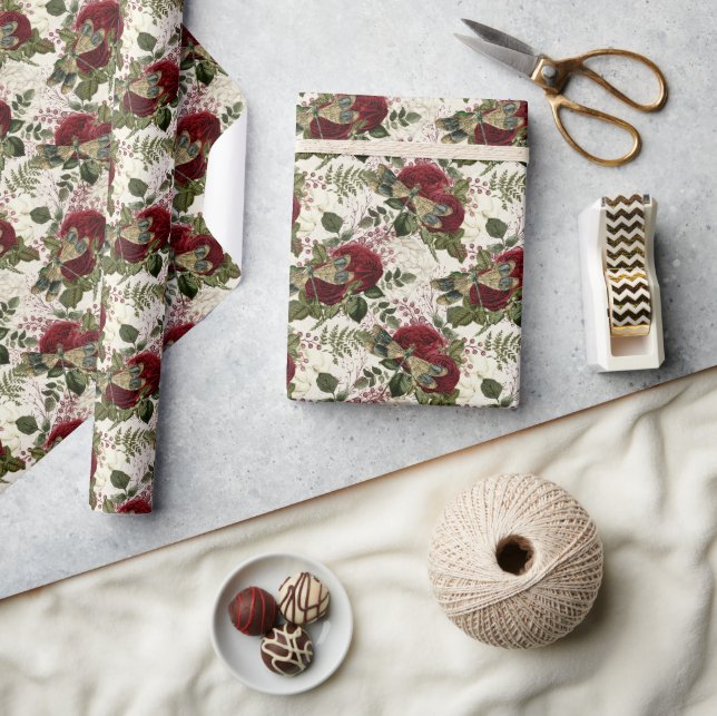 Cremdrachenfliegen und Rose Geschenkpapier (Kunsthandwerk)