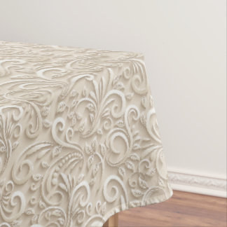 Creme-3D-Blumen-Ornamentmuster Tischdecke