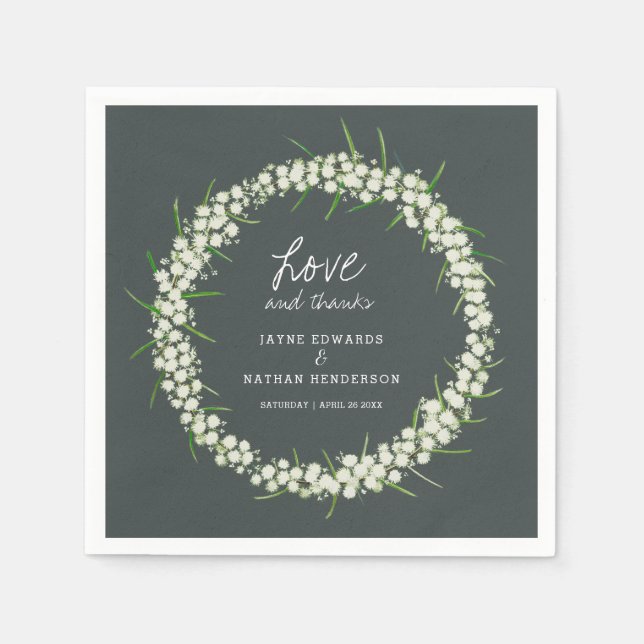 Creme Acacia Frühlingsblumen Kunst Servietten Hoch (Vorderseite)