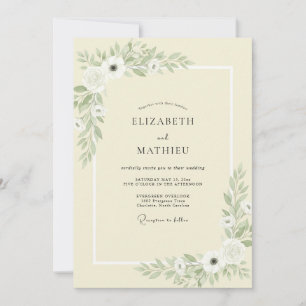 Creme-Anemone-Blüten-Hochzeit Einladung