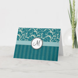 Creme auf aquamarinen Blumenbündeln u. Streifen