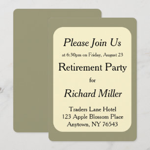 Creme auf Olive Retirement Große Print-Party Einladung