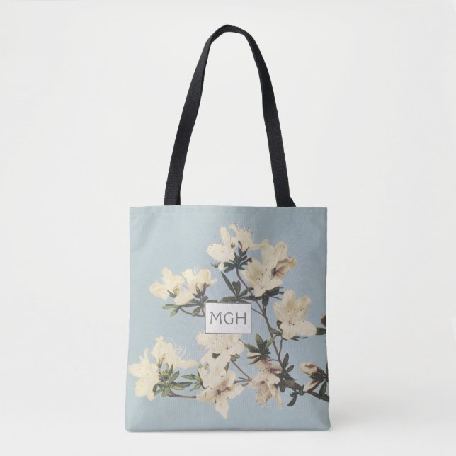 Creme Azalea Blume Monogramm (Vorderseite)