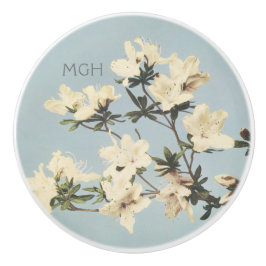 Creme Azalea Blume Monogramm Keramikknauf