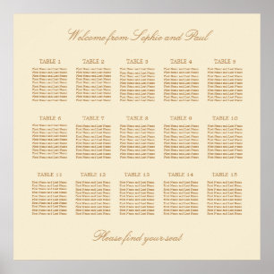 Creme Beige 15 Tafelsitzkarten Poster