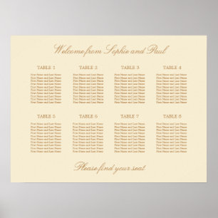 Creme Beige 8 Tischdecken Hochzeitskarte Poster