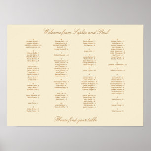 Creme Beige Alphabetischer Sitzplan Poster