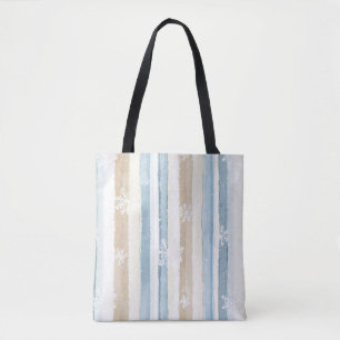Creme Beige Blaue Weihnachten Schneeflocken Streif