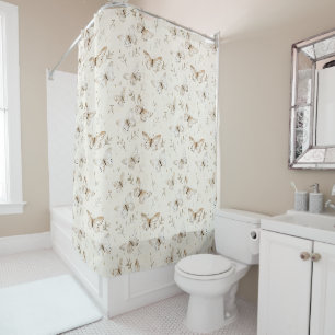 Creme Beige Sand Schmetterlinge Duschvorhang
