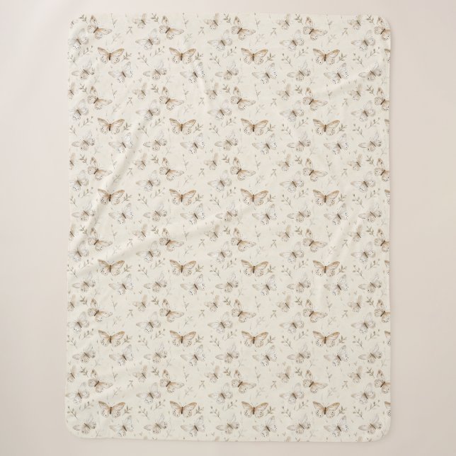 Creme Beige Sand Schmetterlinge Sherpadecke (Vorderseite)