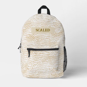 Creme-Beige-Schlangenhaut-Muster Elegantes Reptil  Bedruckter Rucksack