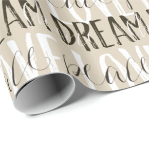 Creme Beige Schwarz-weiße Liebe Dream Peace Shine Geschenkpapier