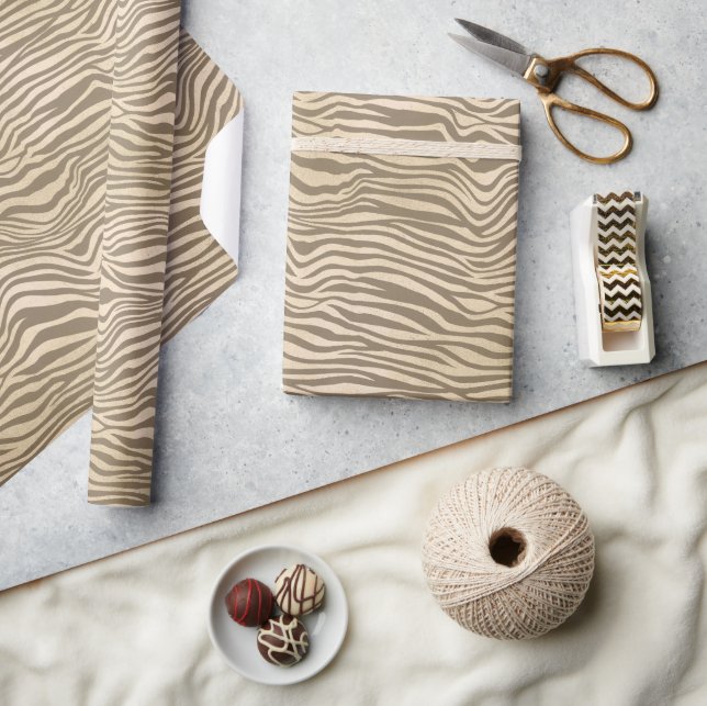 Creme Beige Zebra Print Geschenkpapier (Kunsthandwerk)