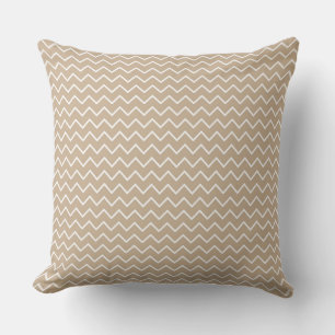 Creme Beige Zigzag/Polka Dot Reversible Pillow Kissen