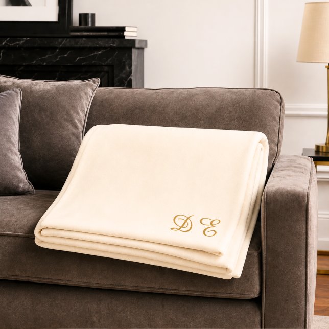 Creme-beiger Minimalist monogrammiert Fleecedecke (Von Creator hochgeladen)