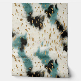 Creme Black Aquamarin Südwest Cowhide Tapete