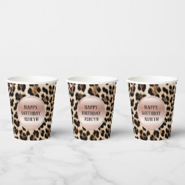 Creme Black Brown Leopard Blush Pink Geburtstag Pappbecher