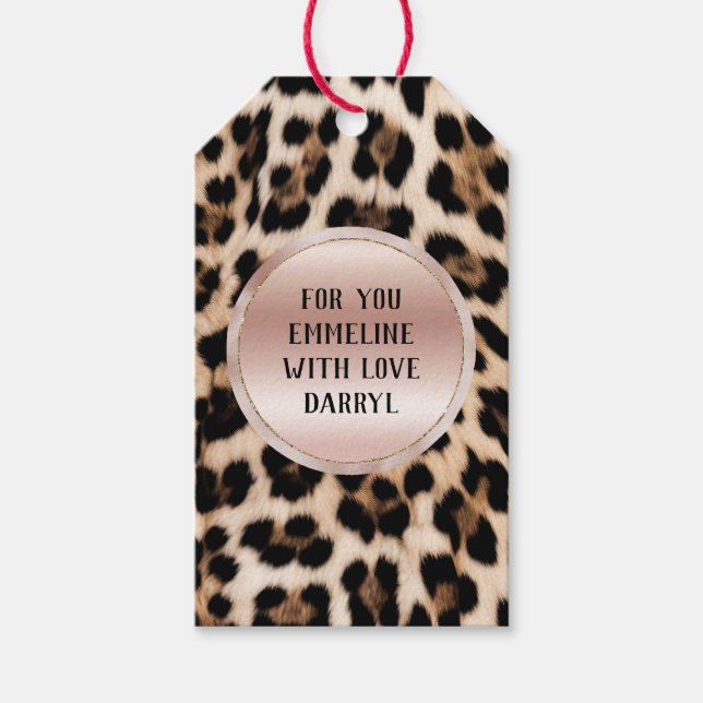 Creme Black Brown Leopard Blush Pink Geschenkanhänger (Vorderseite)